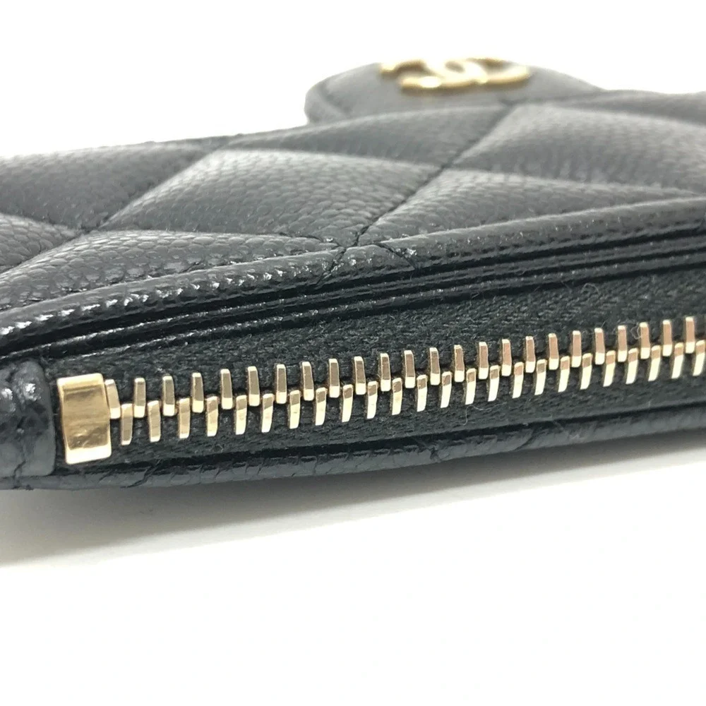 CHANEL Black Caviar Leather Logo Wallet